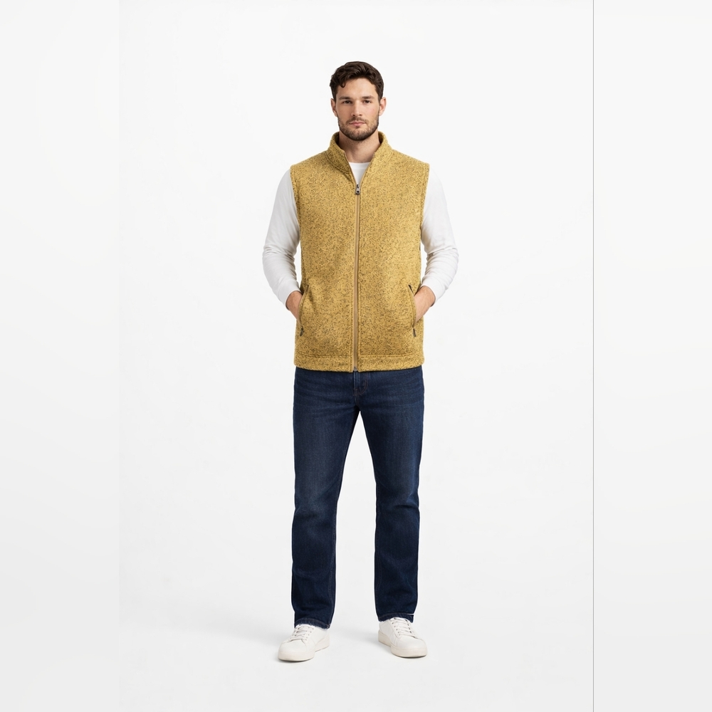 Peter Millar Men Full Zip Vest Mustard Black Dijon NWT Size L
